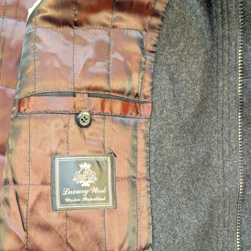 FR Tripler & Co Classic Charcoal Wool Blend Water Repellent Overcoat 42L